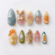Tropical Dog - Handora Nails - 3d press on nailsanimal nailsCustom Dog
