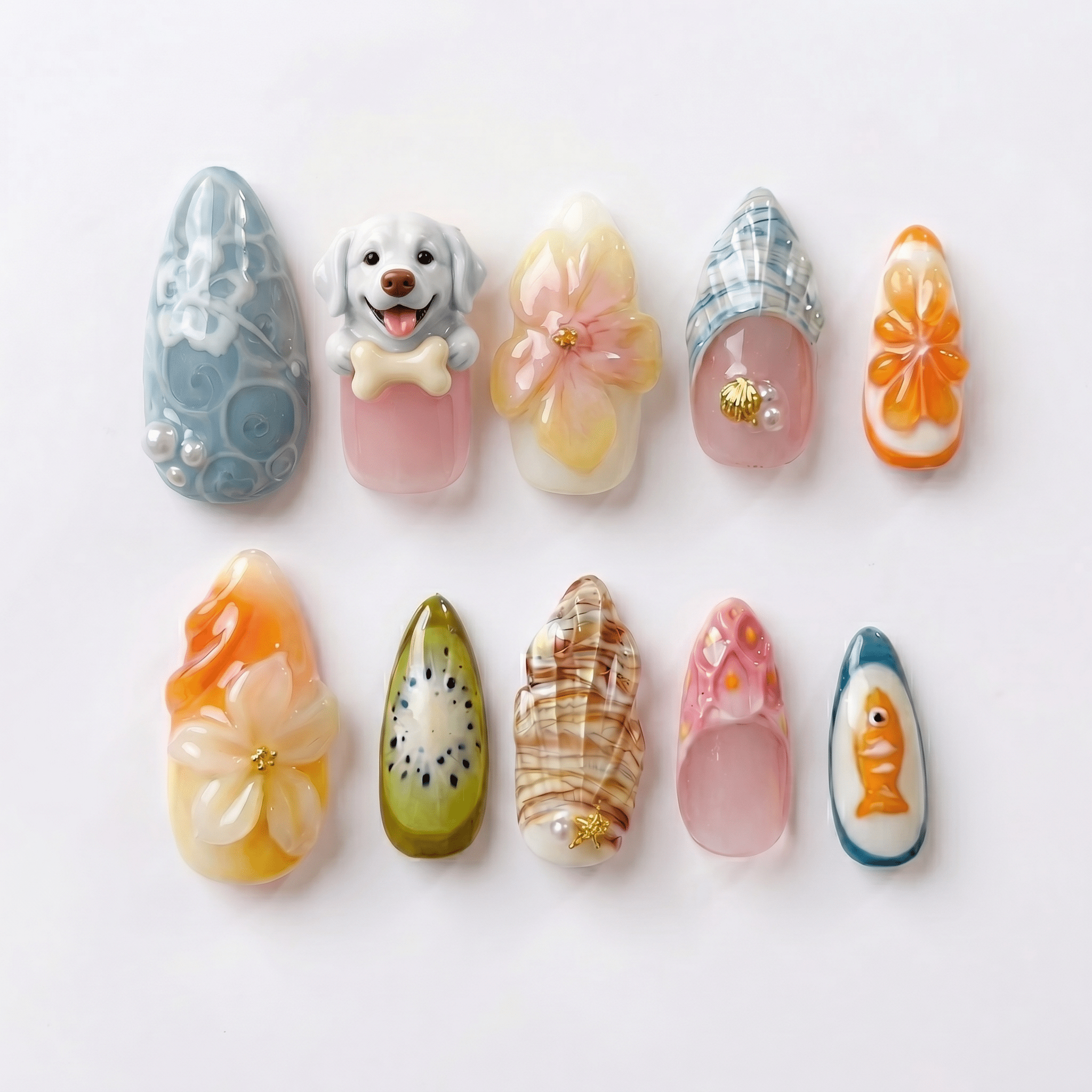 Tropical Dog full press-on nail set – sizes XS–L by Handora