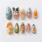 Tropical Dog - Handora Nails - 3d press on nailsanimal nailsCustom Dog