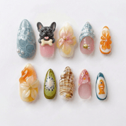 Tropical Dog - Handora Nails - 3d press on nailsanimal nailsCustom Dog