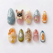 Tropical Dog - Handora Nails - 3d press on nailsanimal nailsCustom Dog