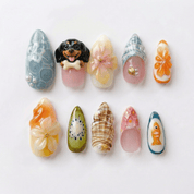 Tropical Dog - Handora Nails - 3d press on nailsanimal nailsCustom Dog