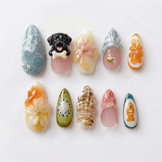Tropical Dog - Handora Nails - 3d press on nailsanimal nailsCustom Dog