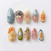 Tropical Dog - Handora Nails - 3d press on nailsanimal nailsCustom Dog