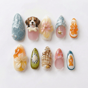 Tropical Dog salon-quality handmade press-on nails by Handora