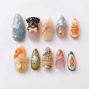 Tropical Dog - Handora Nails - 3d press on nailsanimal nailsCustom Dog