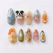 Tropical Dog - Handora Nails - 3d press on nailsanimal nailsCustom Dog