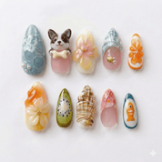 Tropical Dog - Handora Nails - 3d press on nailsanimal nailsCustom Dog