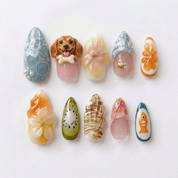 Tropical Dog - Handora Nails - 3d press on nailsanimal nailsCustom Dog