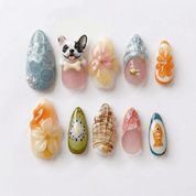 Tropical Dog - Handora Nails - 3d press on nailsanimal nailsCustom Dog