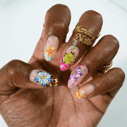 Tropical Floral press-on nails – hand-painted reusable gel set by Handora