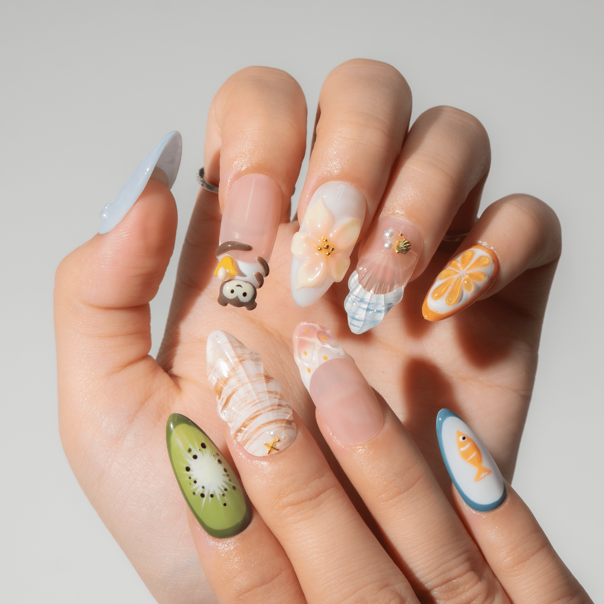 Tropical Monkey full press-on nail set – sizes XS–L by Handora