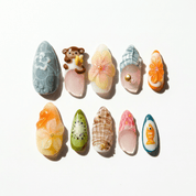 Tropical Monkey press-on nails – hand-painted reusable gel set by Handora