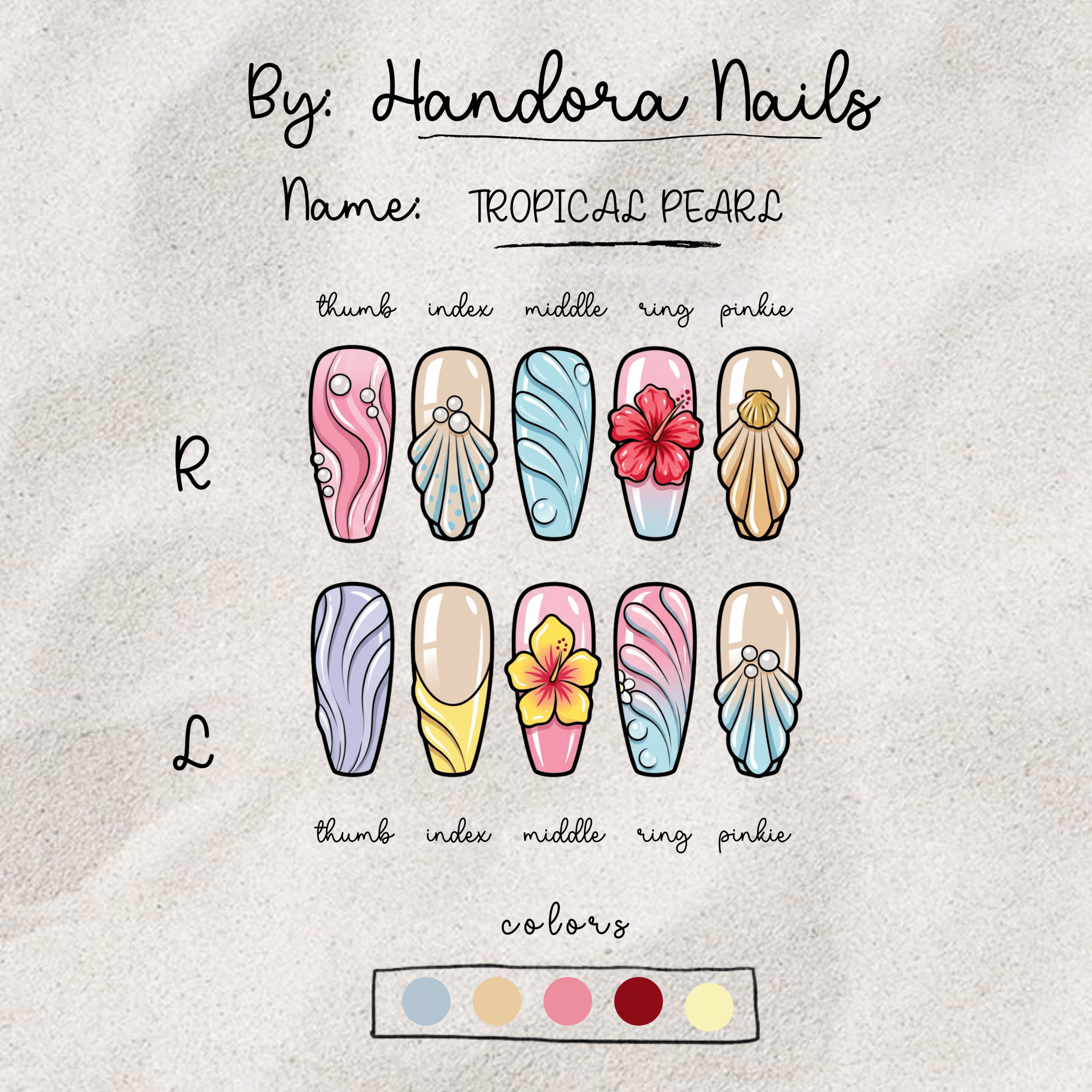 Tropical Pearl white press-on nails by Handora