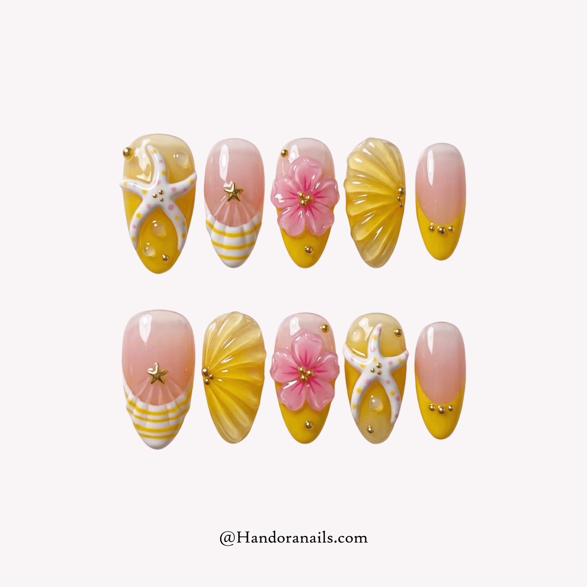 Tropical Starfish 3d press-on nails by Handora