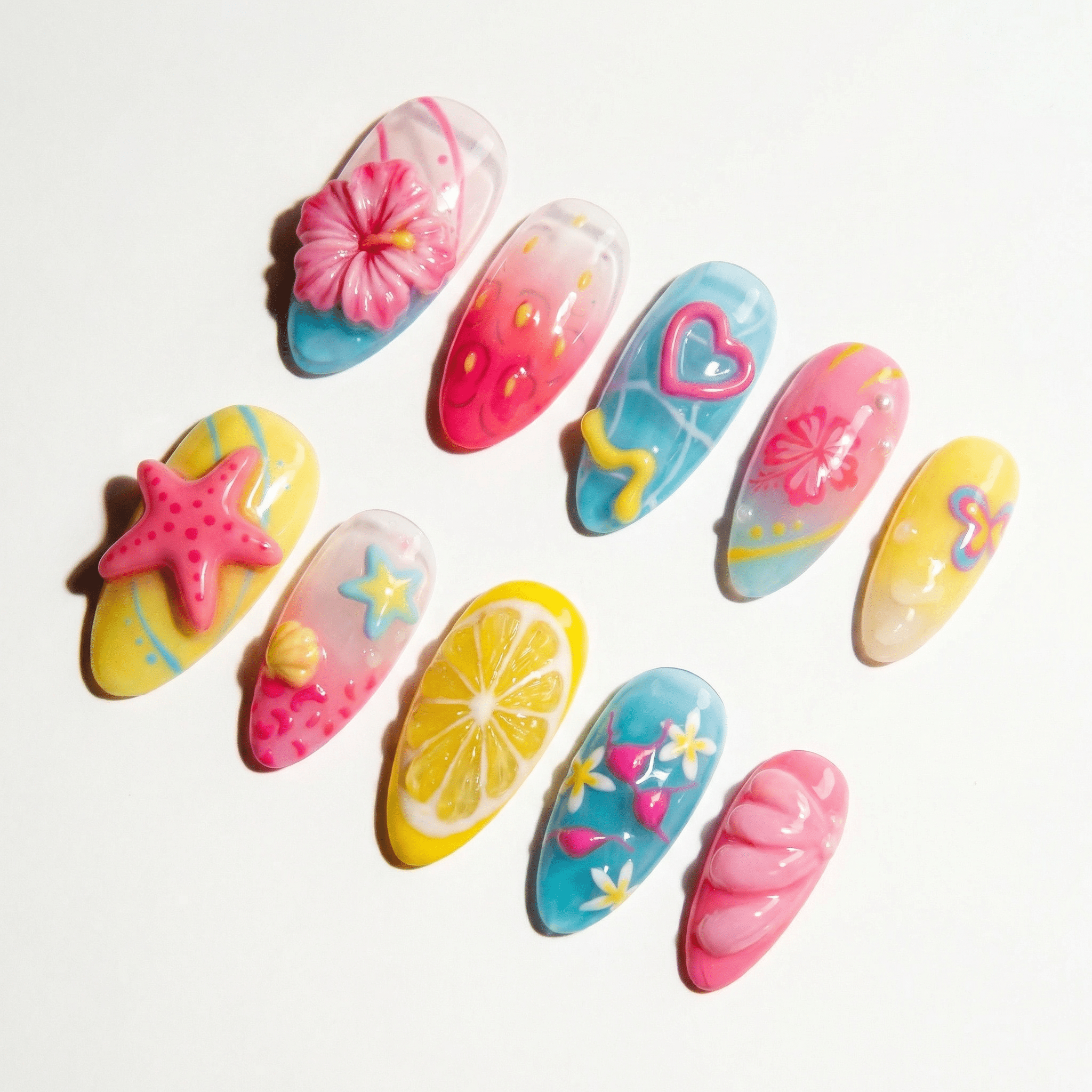 Tropical Summer full press-on nail set – sizes XS–L by Handora