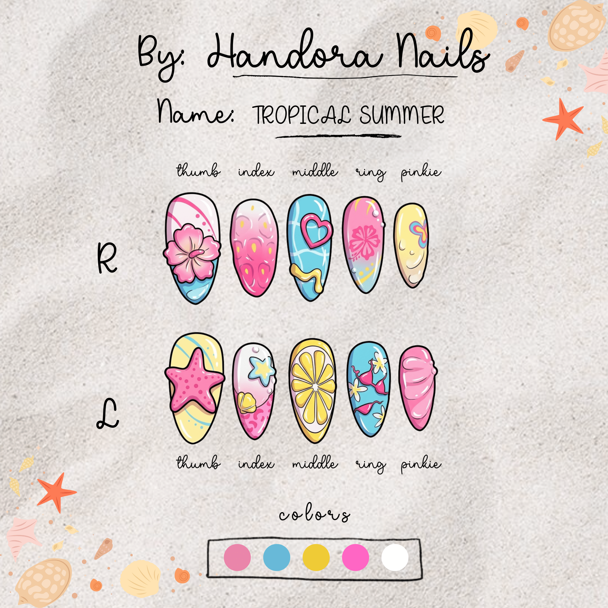 Tropical Summer press-on nails by Handora
