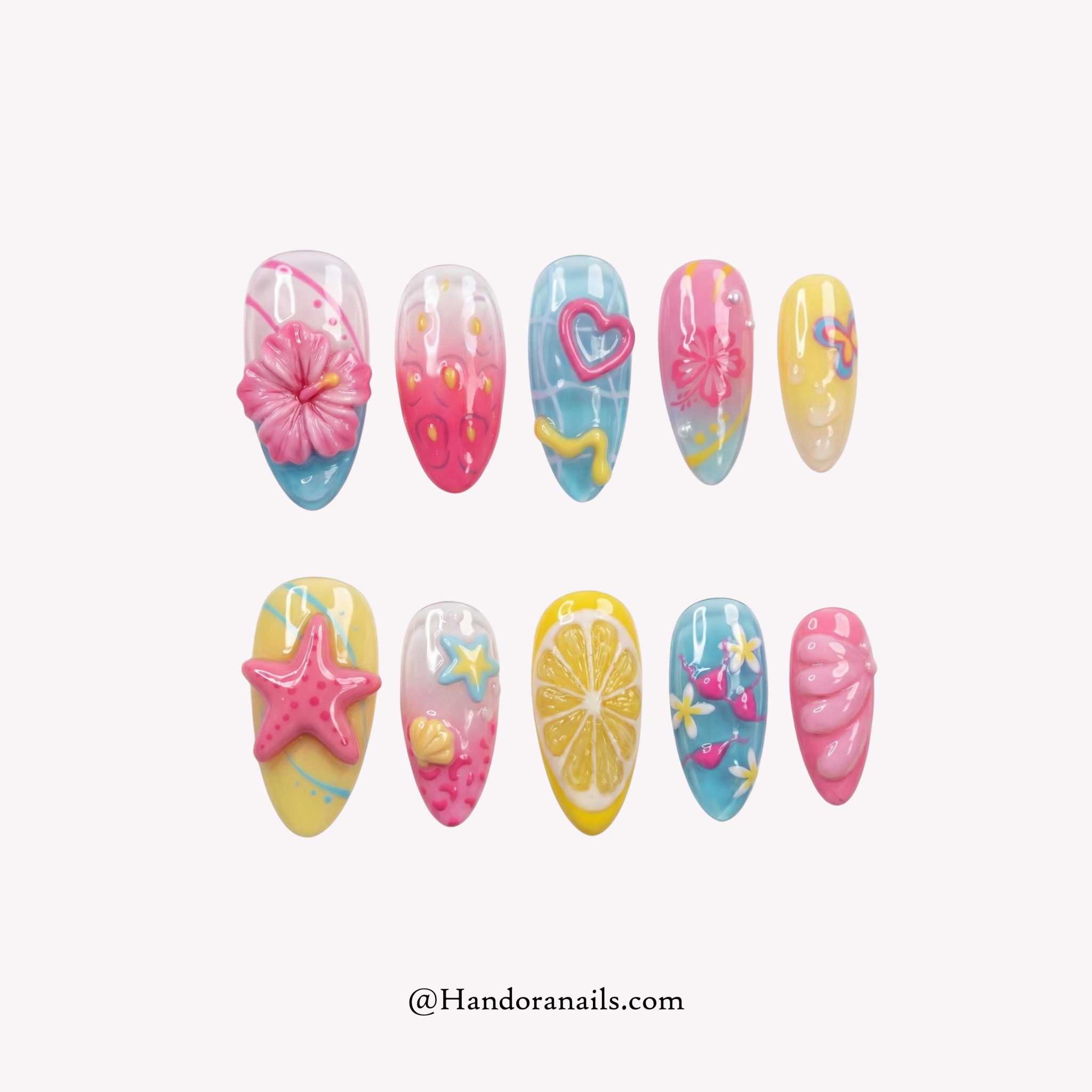 Tropical Summer summer press-on nails by Handora