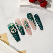 Twinkle Tree christmas nail design – handmade press-on nails by Handora