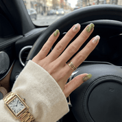 Untamed Peridot press-on nails – hand-painted reusable gel set by Handora