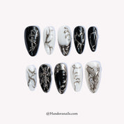 Vampire Chrome almond gothic press-on nails by Handora