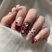 Vampy Heart press-on nails – hand-painted reusable gel set by Handora