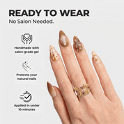 Vanilla Latte french tip nail design – handmade press-on nails by Handora
