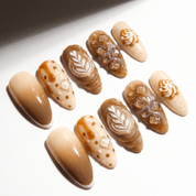 Vanilla Latte salon-quality handmade press-on nails by Handora