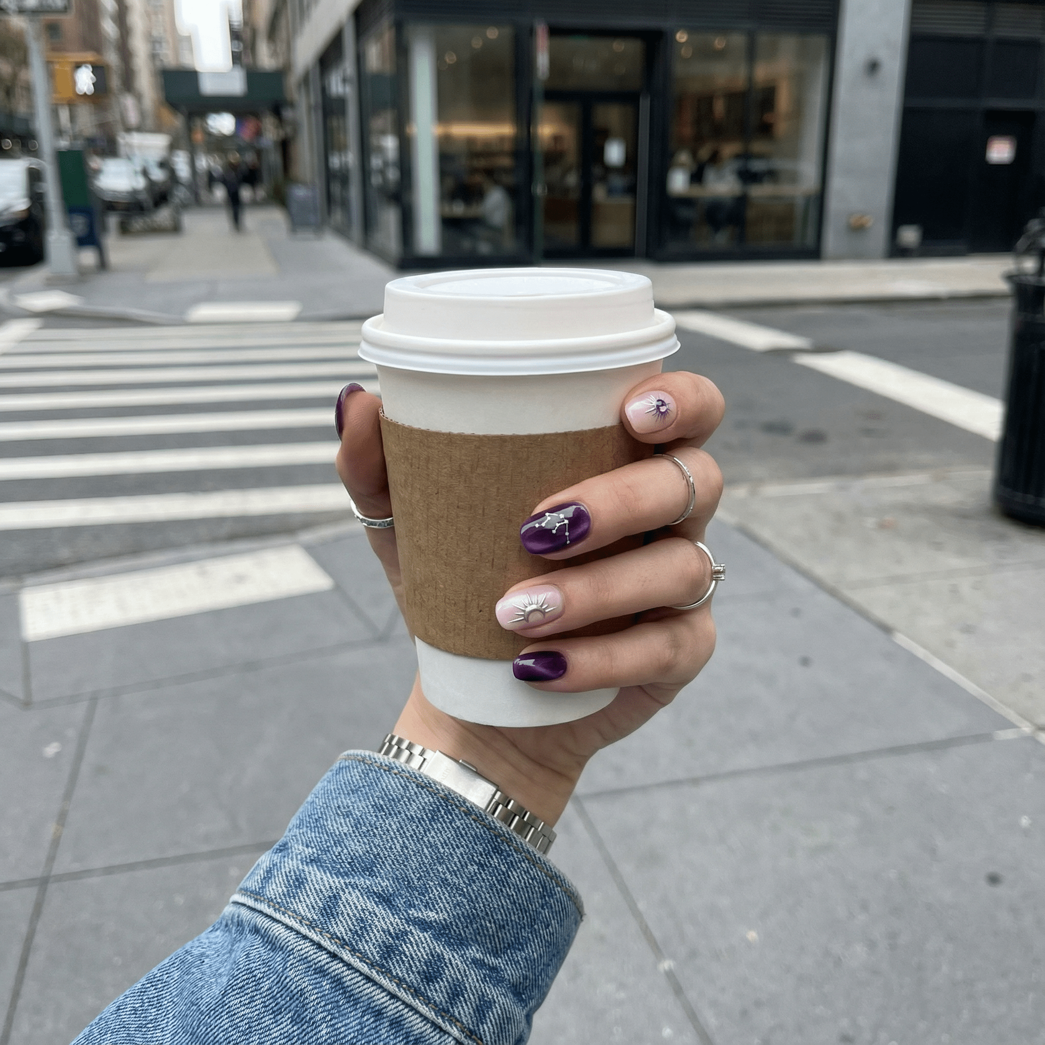 Velvet Amethyst press-on nails – hand-painted reusable gel set by Handora