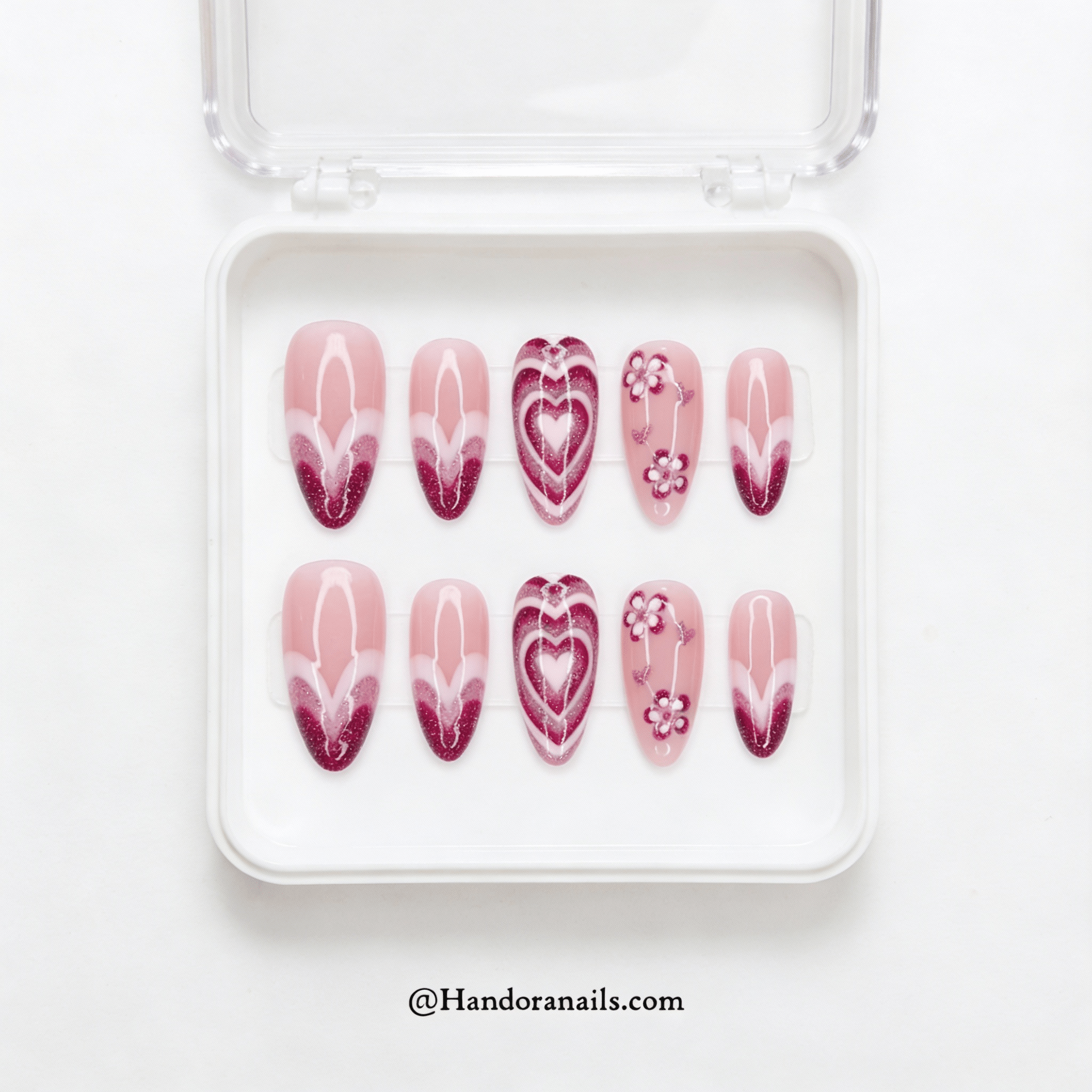 Velvet Amour press-on nails – design close-up by Handora