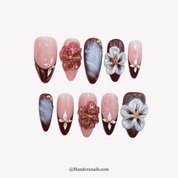 Velvet Bloom floral press-on nails by Handora