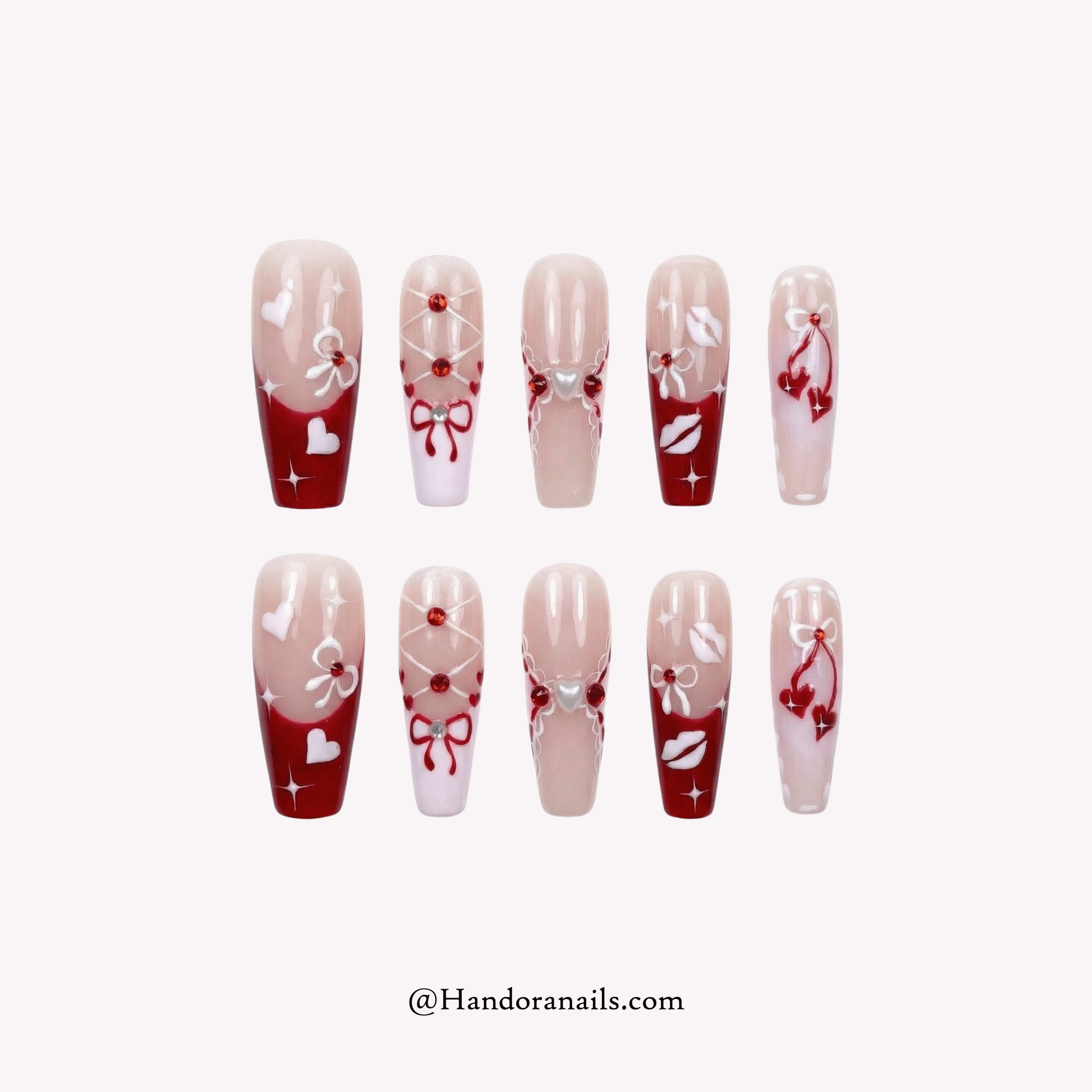 Velvet Bow french tip press-on nails by Handora