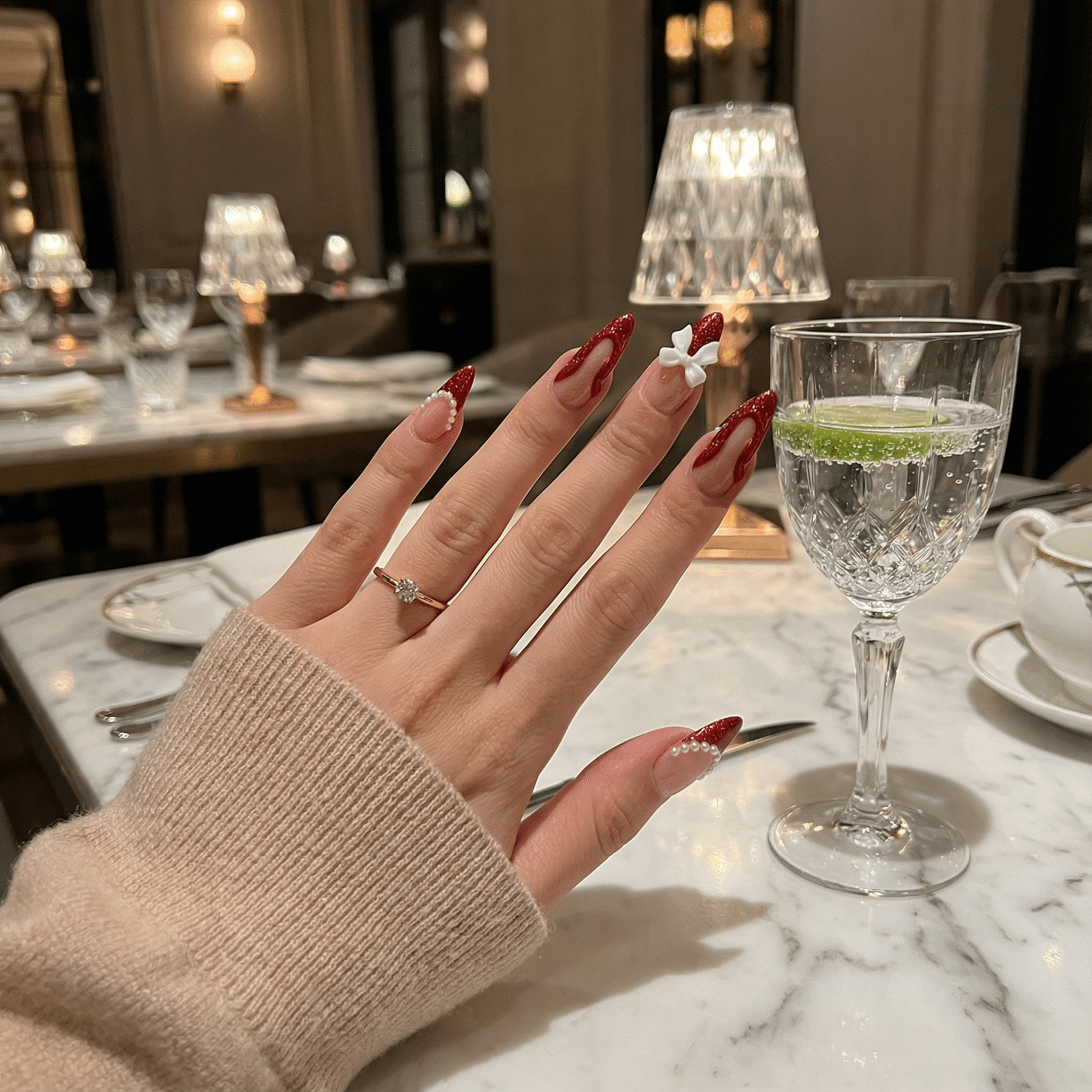 Velvet Coquette press-on nails – hand-painted reusable gel set by Handora