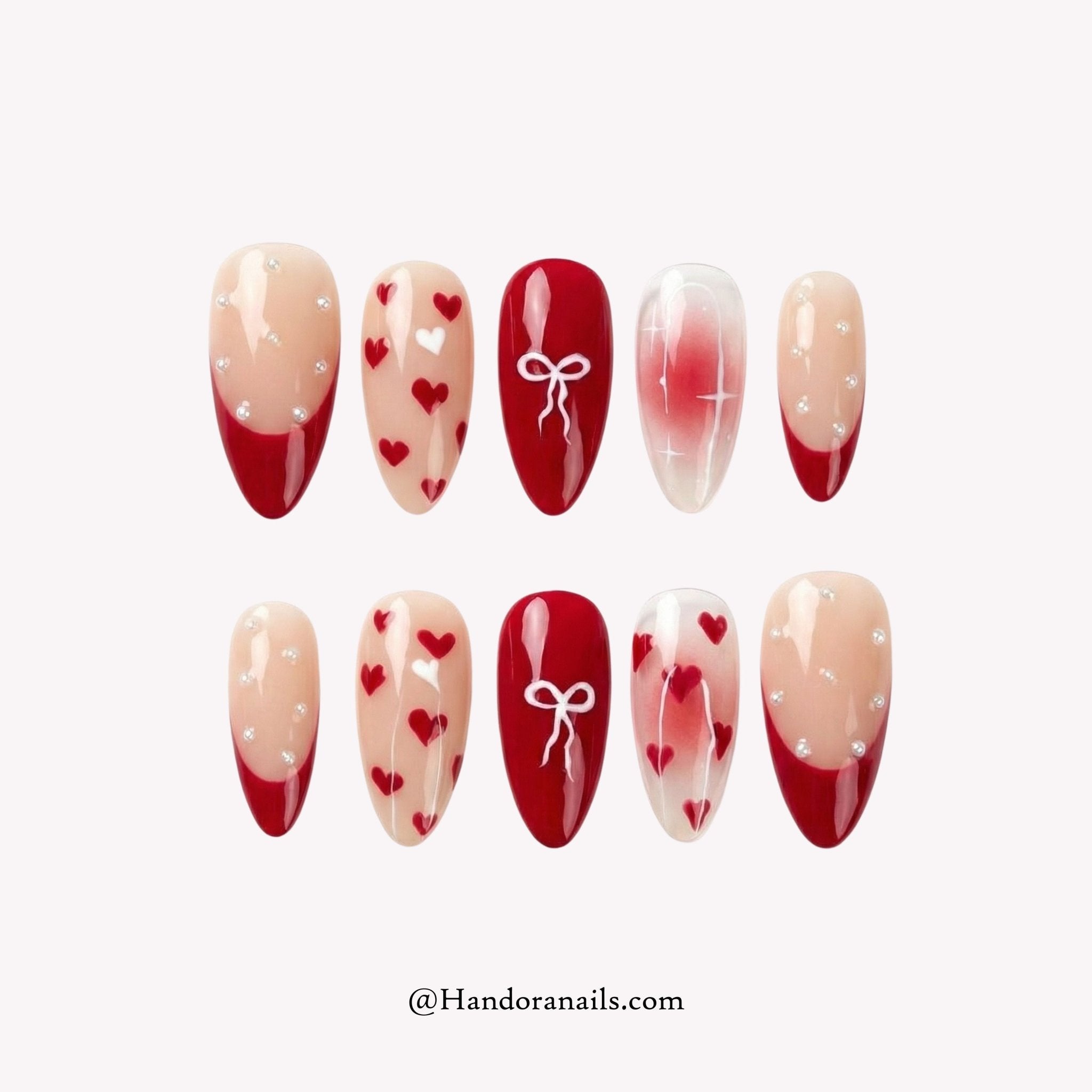 Velvet Desire almond press-on nails by Handora