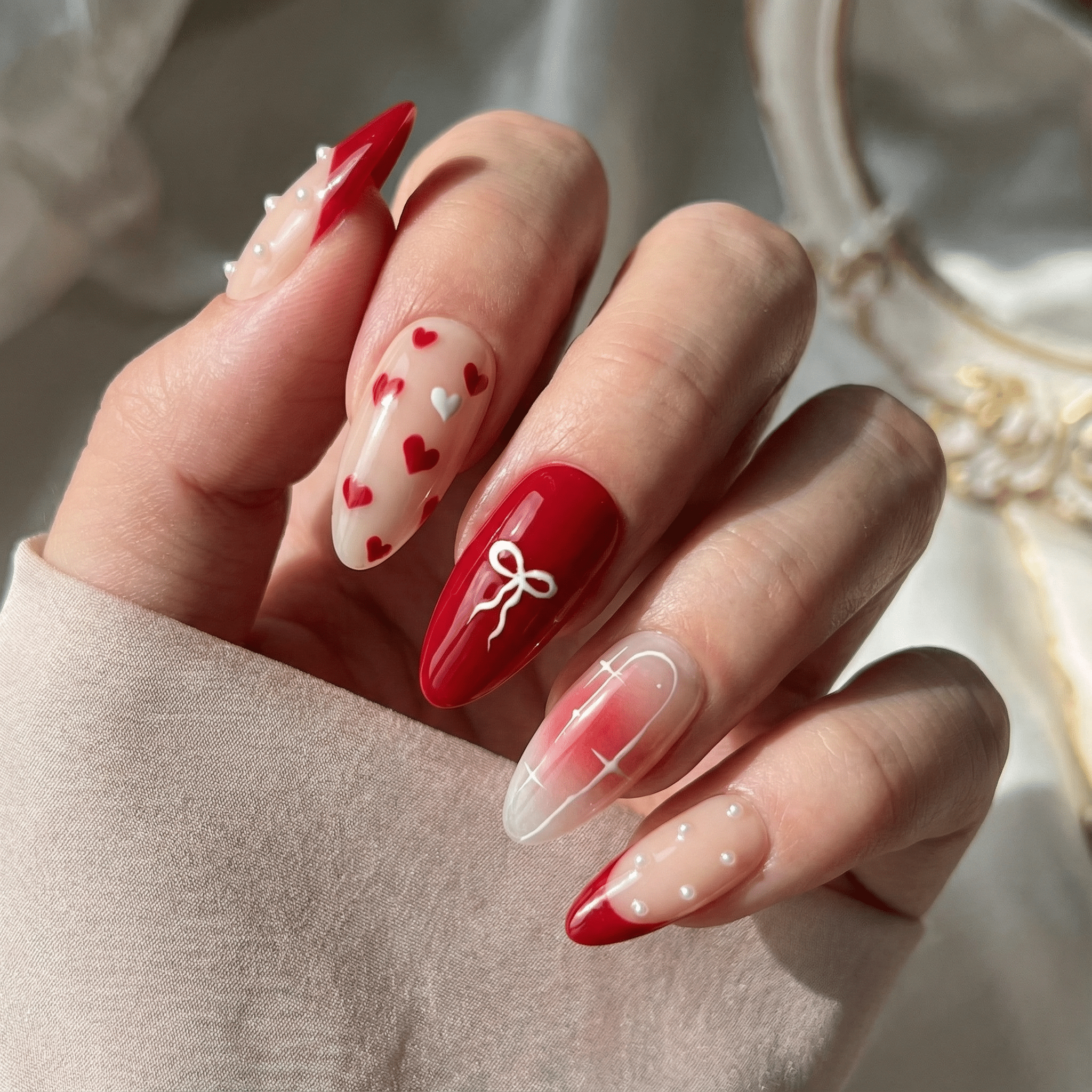 Velvet Desire press-on nails – hand-painted reusable gel set by Handora