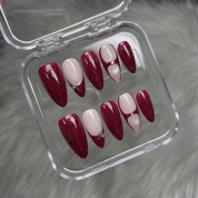 Velvet Galaxy almond press-on nails – design close-up by Handora