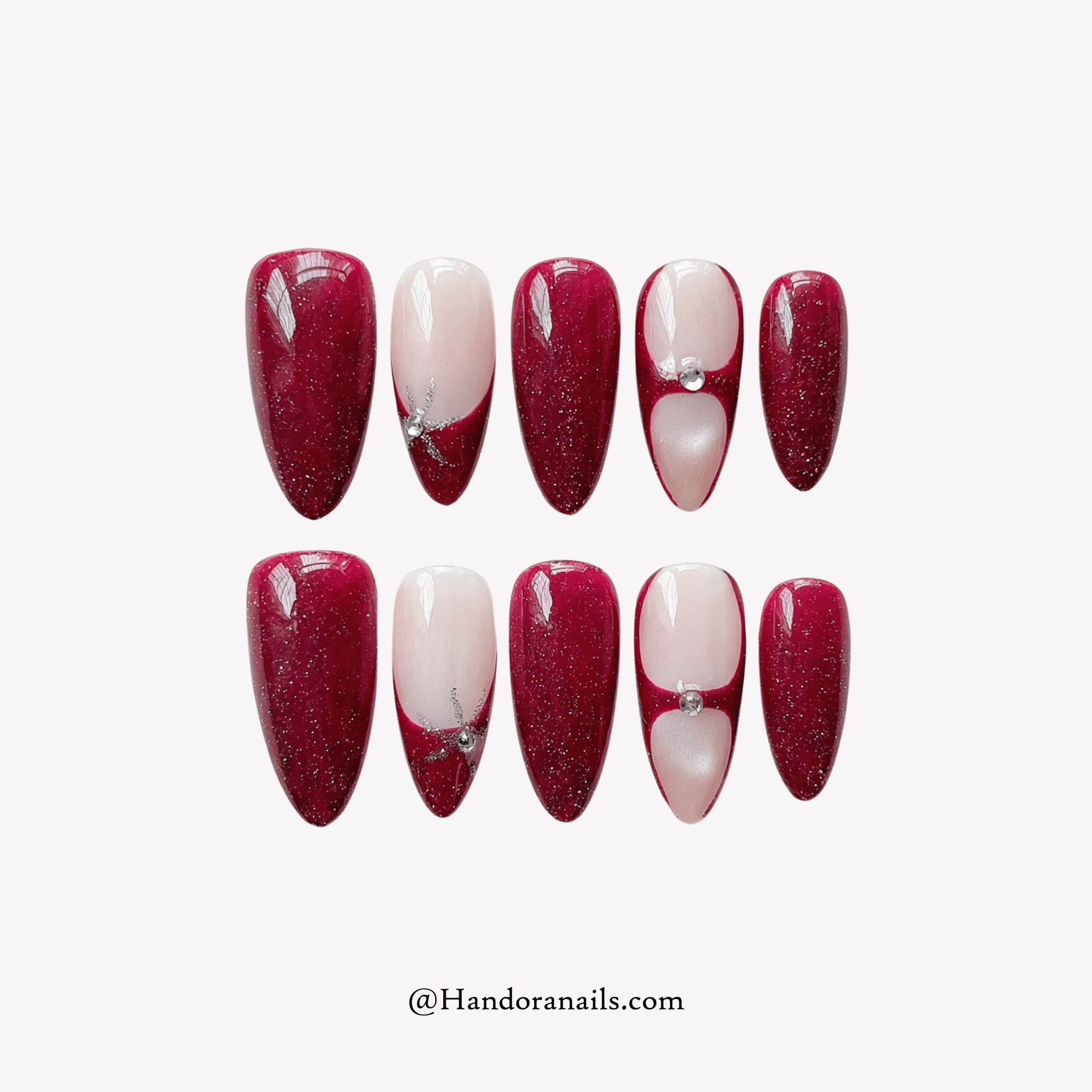 Velvet Galaxy almond cat eye press-on nails by Handora