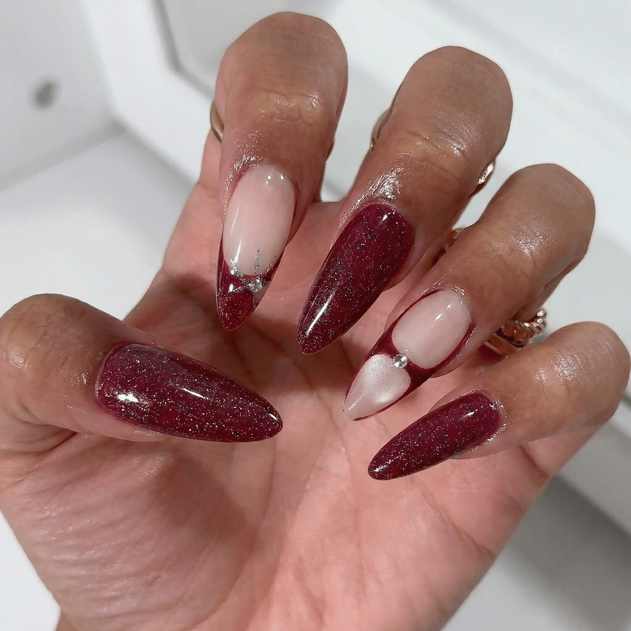 Velvet Galaxy press-on nails – hand-painted reusable gel set by Handora