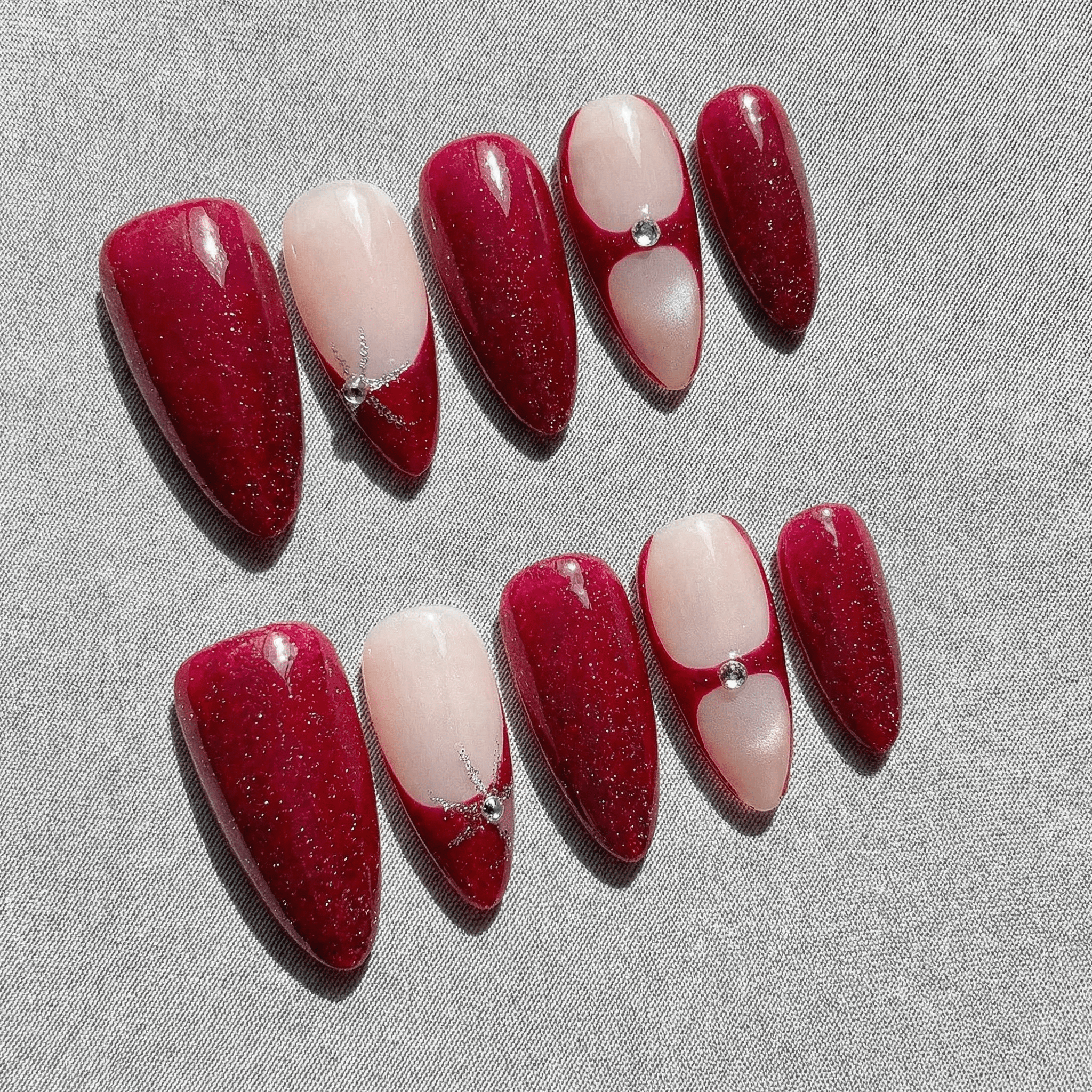Velvet Galaxy cat eye nail design – handmade press-on nails by Handora