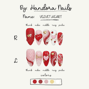Velvet Heart press-on nails – design close-up by Handora