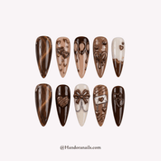 Velvet Mocha 3d nail design – handmade press-on nails by Handora