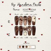 Velvet Mocha press-on nails – design close-up by Handora