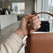 Velvet Mocha press-on nails – hand-painted reusable gel set by Handora