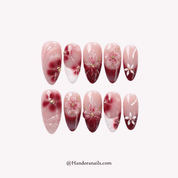 Velvet Nectar floral press-on nails by Handora