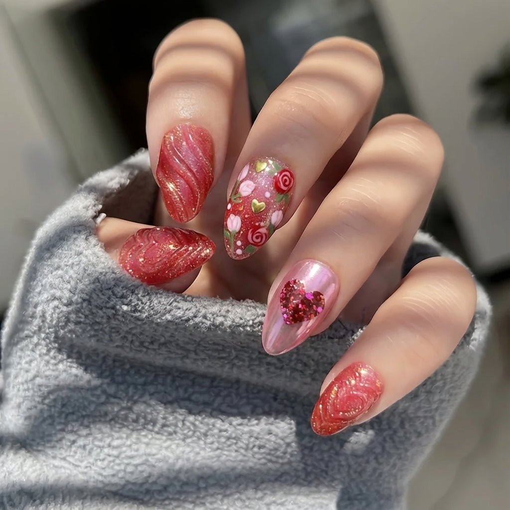 Velvet Rose press-on nails – hand-painted reusable gel set by Handora