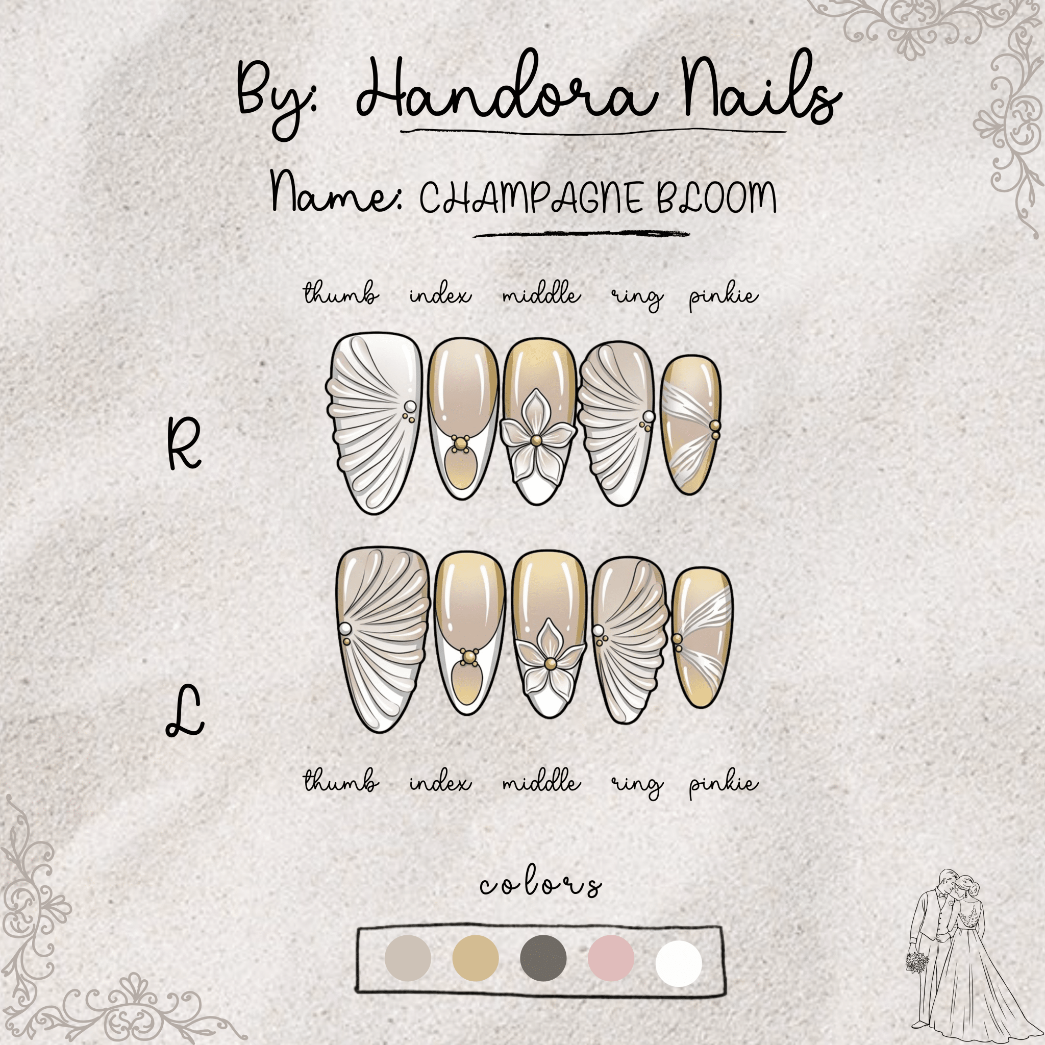 Venus Pearl full press-on nail set – sizes XS–L by Handora