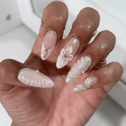Venus Pearl press-on nails – hand-painted reusable gel set by Handora