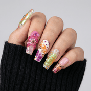 Vibrant Flora press-on nails – hand-painted reusable gel set by Handora