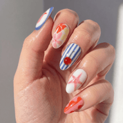 Vibrant Summer press-on nails – hand-painted reusable gel set by Handora