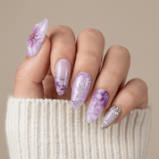 Violet Blossom press-on nails – hand-painted reusable gel set by Handora